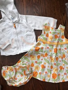 Gymboree PINA COLADA Vintage EUC 12-18 month Pineapple Dress/Bloomer/Sweater set