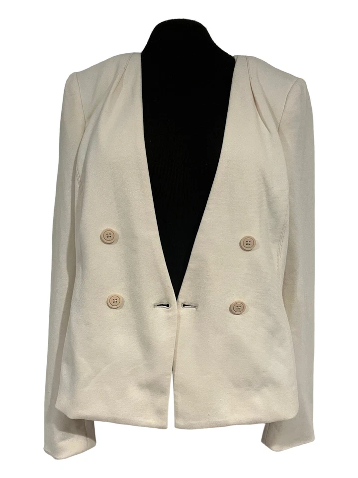 Chaqueta Blazer Para Mujer A By Anthropologie Talla US 4 Blanco Off Manga Larga ECU Foto 2 de 4