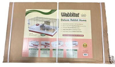 Maroon White Rabbit Cage with Free Hay Feeder and Water Bottle (39.5 L x 23.8 W)