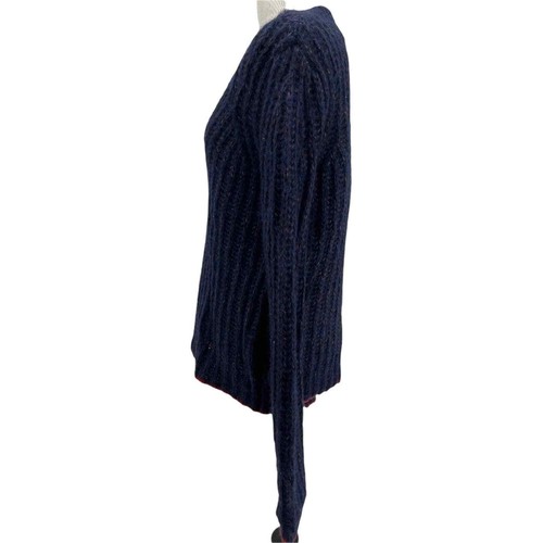 La Ligne Women's Navy Blue Alpaca Wool Blend Fuzzy Wuzzy V-Neck Sweater XS NEW - Picture 3 of 8