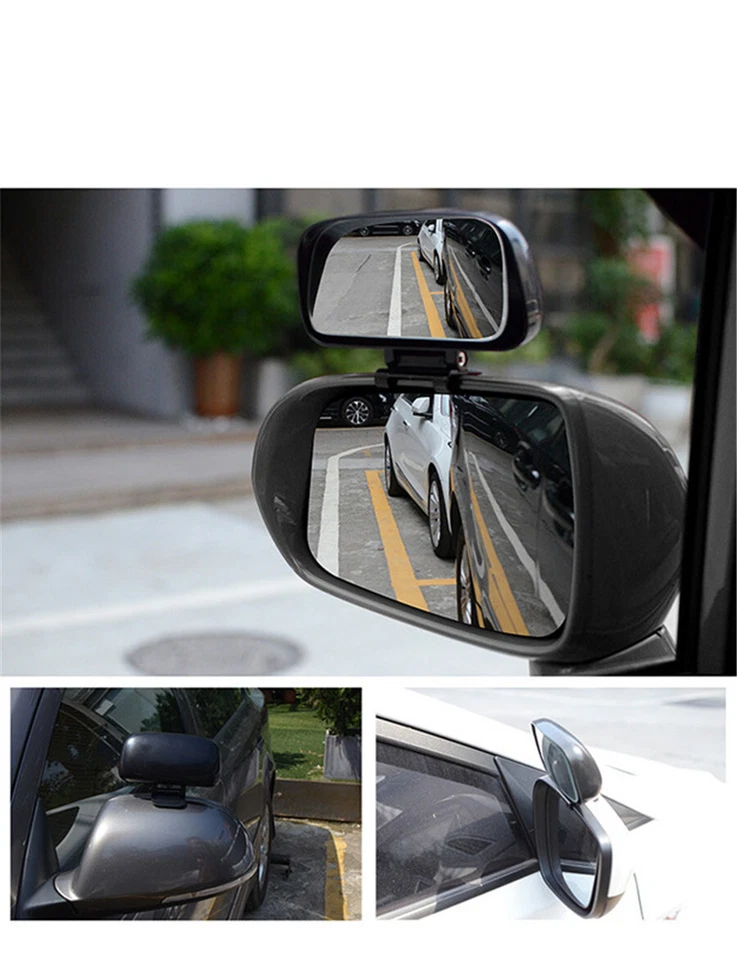Espejo retrovisor lateral 360° para coche montaje punto ciego paso a presión para estacionamiento auxiliar Foto 3 de 4