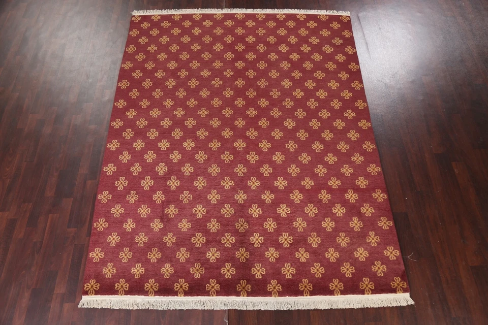 Vegetable Dye Geometric Nepalese Oriental Area Rug Wool Hand-knotted 8x10 Carpet - Image 2 of 4