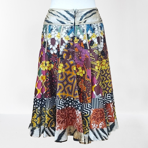 Roberto Cavalli Flared Sun Skirt Patchwork Style Midi Skirt - Picture 5 of 7