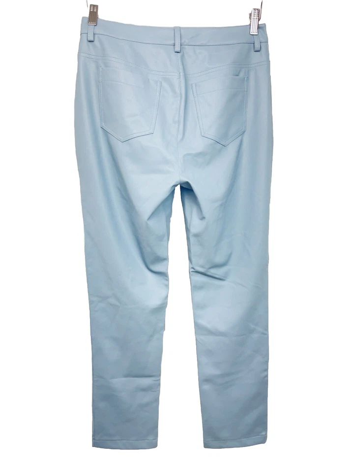Calça Boston Proper feminina couro sintético 5 bolsos zíper azul claro tamanho 10 - Imagem 2 de 4