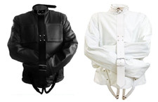 Real Leather Straight Jacket Unisex Bondage Fetish Gear Straitjacket Zwangsjacke