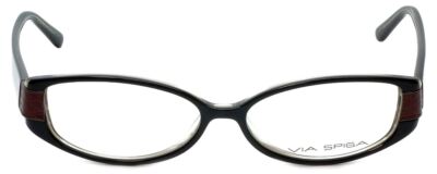Via Spiga Designer Reading Glasses Domicella-500 in Black Brown Syn.Leather 53mm