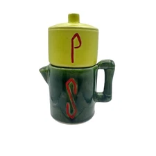 Vintage MCM Ceramic Mini Creamer and Sugar Bowl Salt & Pepper Shakers Retro