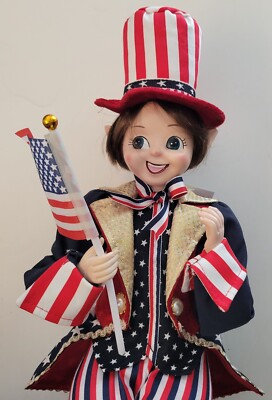 Cynthia Rowley 28'' July 4th Patriotic Pixie Elf Doll Americana Shelf Sitter
