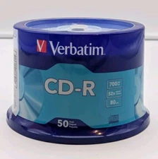 Verbatim CD-R Discs 700MB/80min 52x Spindle Silver 50/Pack New