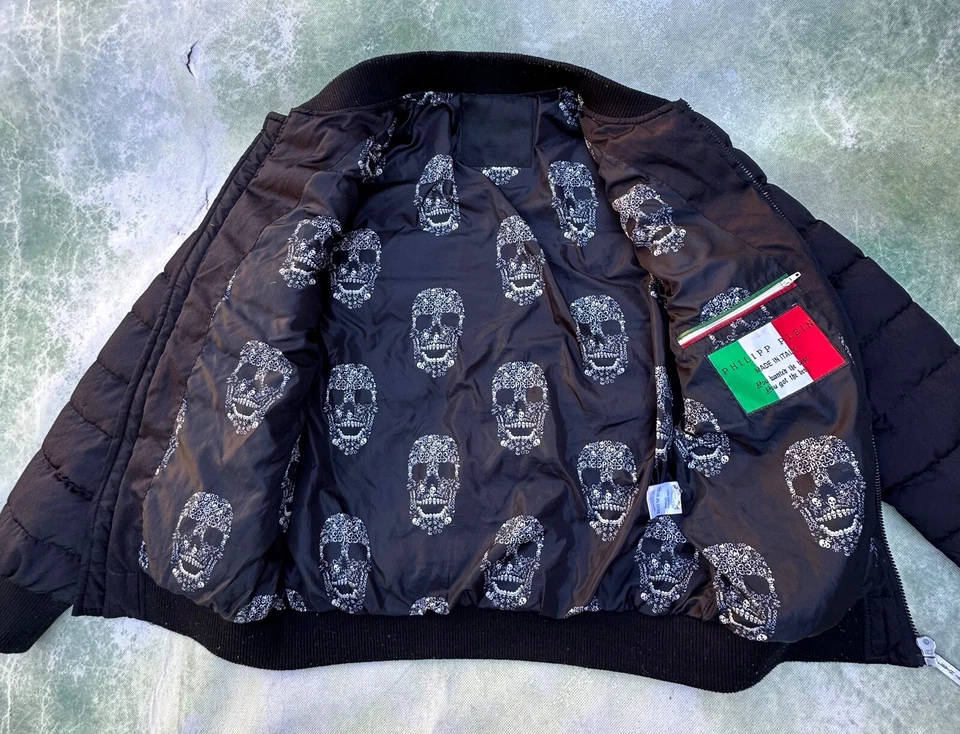 Винтажная мужская куртка на молнии Philipp Plein_ПОЖАЛУЙСТА, СМОТРИТЕ ФОТОГРАФИИ ДЛЯ ИЗМЕРЕНИЙ - Изображение 4 из 4