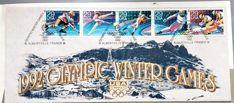 US 1992 ALBERVILLE, FRANCE  XVI OLYMPIC WINTER GAMES OFFICIAL 6 FIRST DAY COVERS - Image 3 of 4