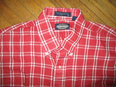 vtg 70s 80s TOWNCRAFT BUTTON DOWN SHIRT JC Penney Red Plaid Short