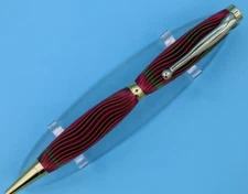 Fancy Slimline Ballpoint Pen in 3D Printed Waves with Dual Color Silk Red/Green