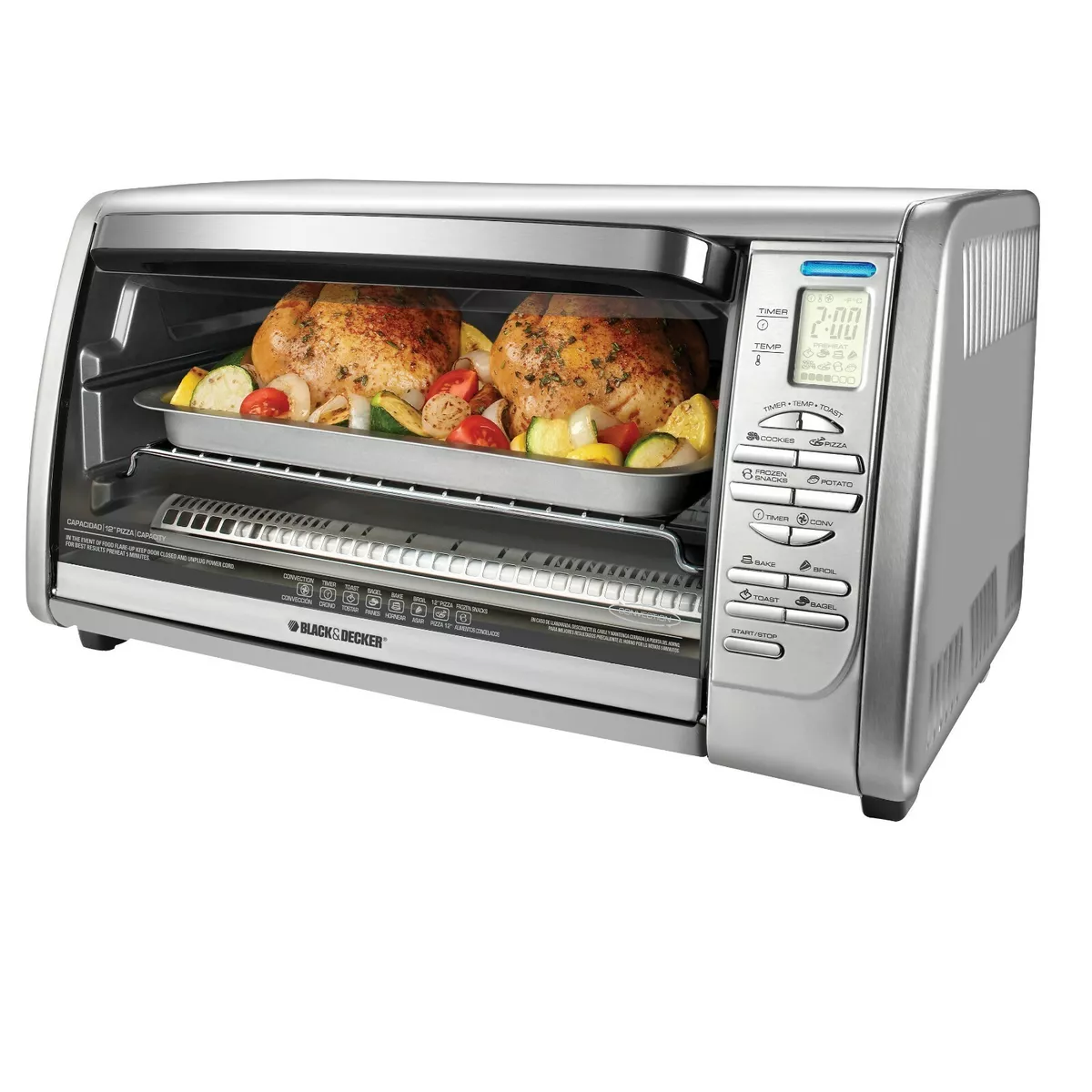 BLACK+DECKER Countertop Convection Toaster Oven, Silver, CTO6335S