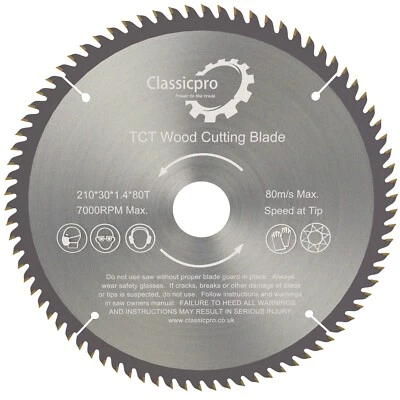 CLASSICPRO TOOLS UK Classicpro Circular Wood Saw Blade 210mm x 30mm x 80T Mitre fit Festool Bosch UK