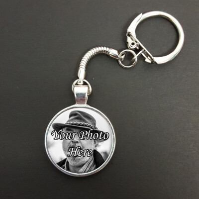 Personalised Photo Pendant On A Snake Keyring Memorial Key