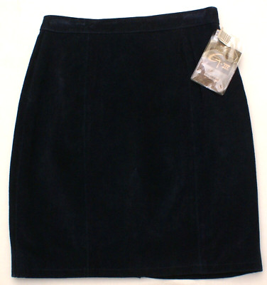 GLOBAL IDENTITY GENUINE SUEDE LEATHER PENCIL SKIRT, Blue, Size  11/12, waist 28''