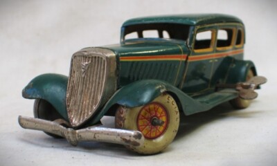 Vintage 1933 Ford Sedan - Wind Up Tin Toy Car - Made in Japan by