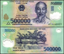 3 MILLION VIETNAMESE DONG  ( 6 ) 500,000 VND CURRENCY BANKNOTES | AUTHENTIC  COA