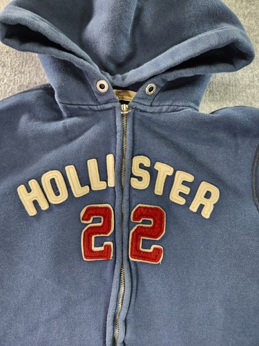 Hollister Hoodie Mens XL Blue Full Zip Hooded Sweatshirt Heavyweight Cotton - Picture 4 of 10