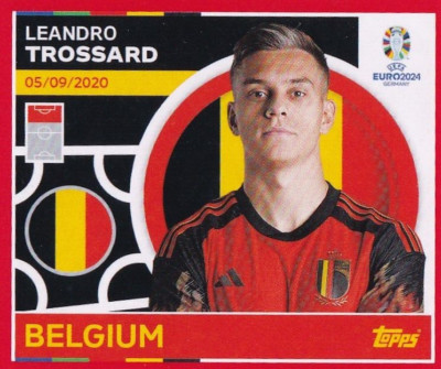 Topps UEFA Euro 2024 Sticker Swiss Edition BEL 17 Leandro Trossard