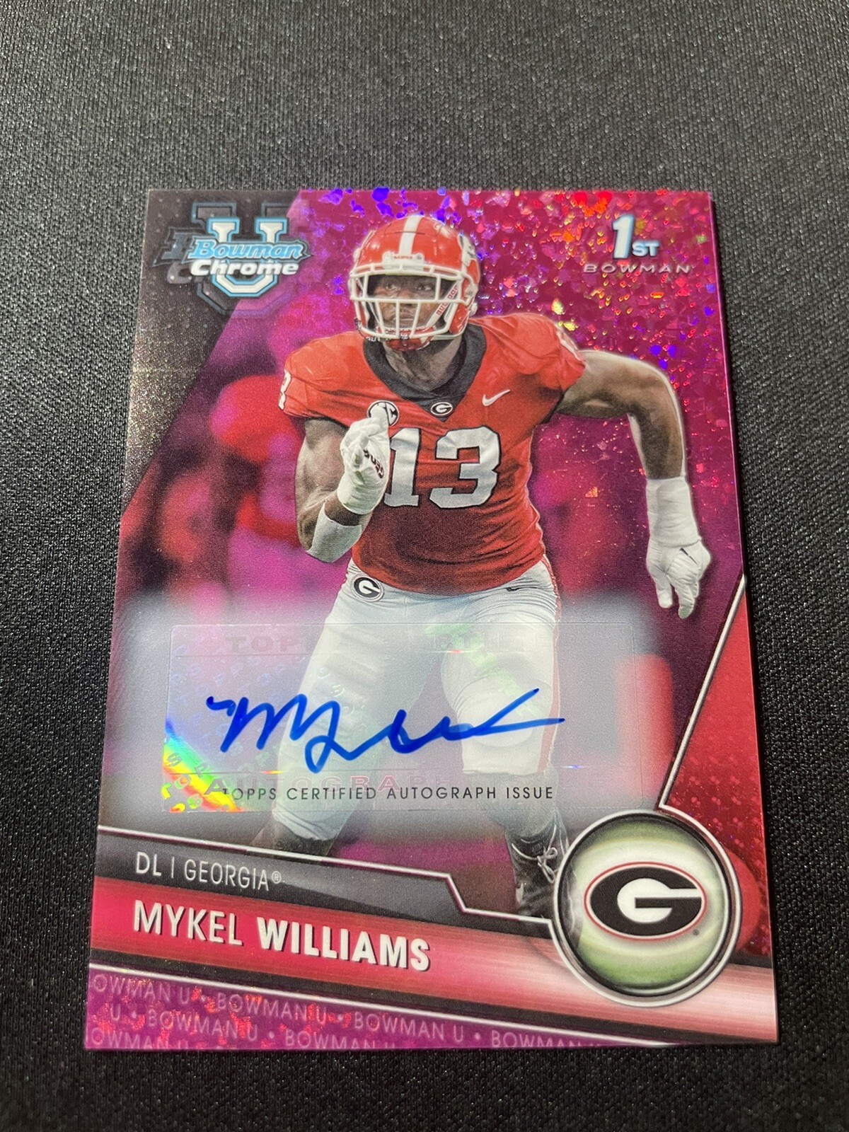 MYKEL WILLIAMS 2023 Bowman Chrome University PINK DIAMOND AUTO /150 #91 Georgia