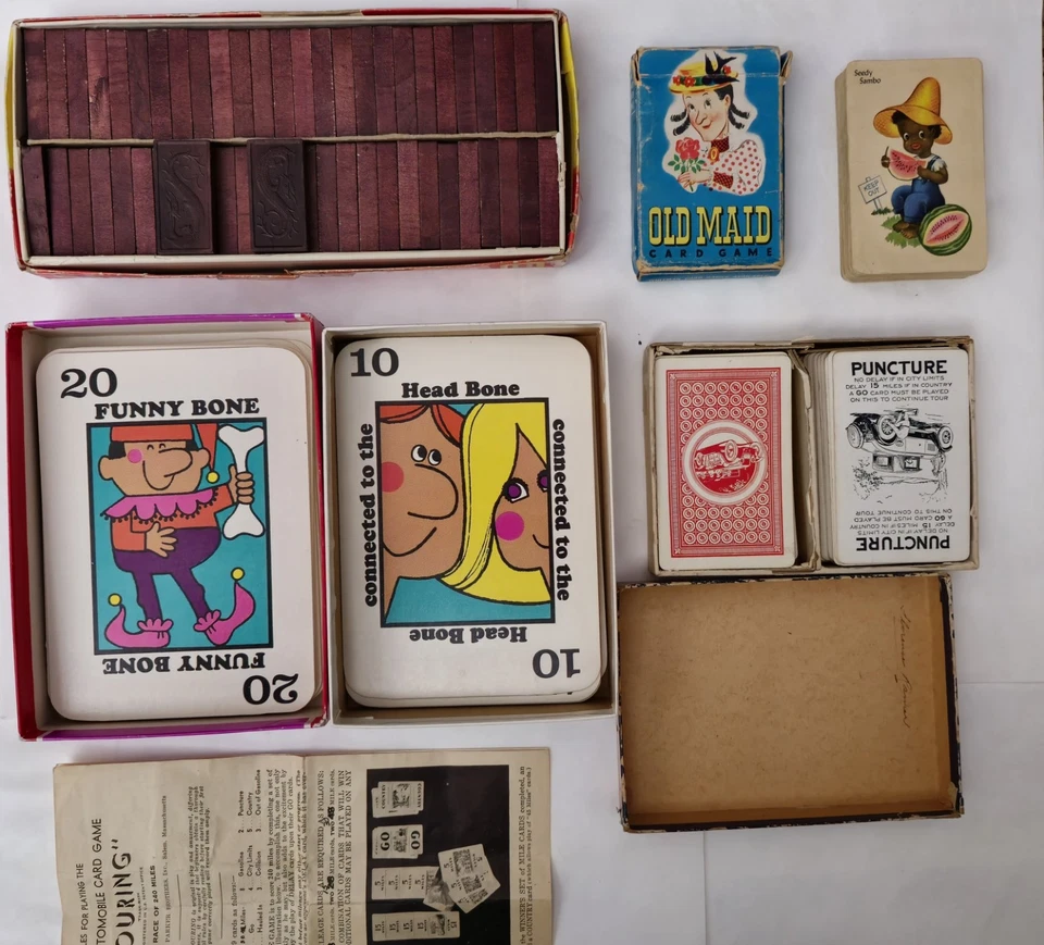 Vintage Game Lot Old Maid, Touring 1940's, Funny Bone, Dragon Dominoes. - Image 3 of 3