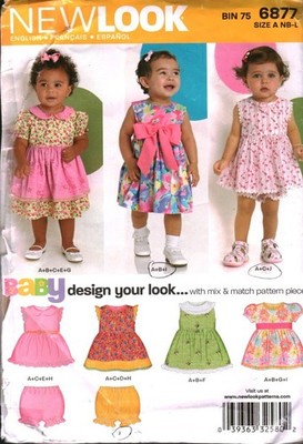 6877 Vintage New Look Sewing Pattern Girls 1990s Design Your Dress Bloomers OOP