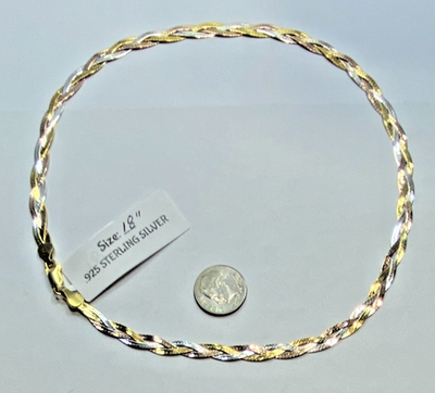 #ad #ad 22K Gold over Sterling Silver AGI Signed Tri Color Braided Necklace 18″ 9.7g $89.99