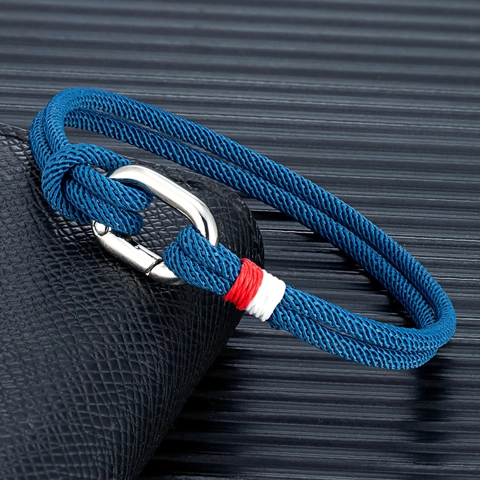 Rope Bracelet Thin Nautical Band Circle Spring Clasp Surfer Men Style 1 Pc - Image 3 of 4