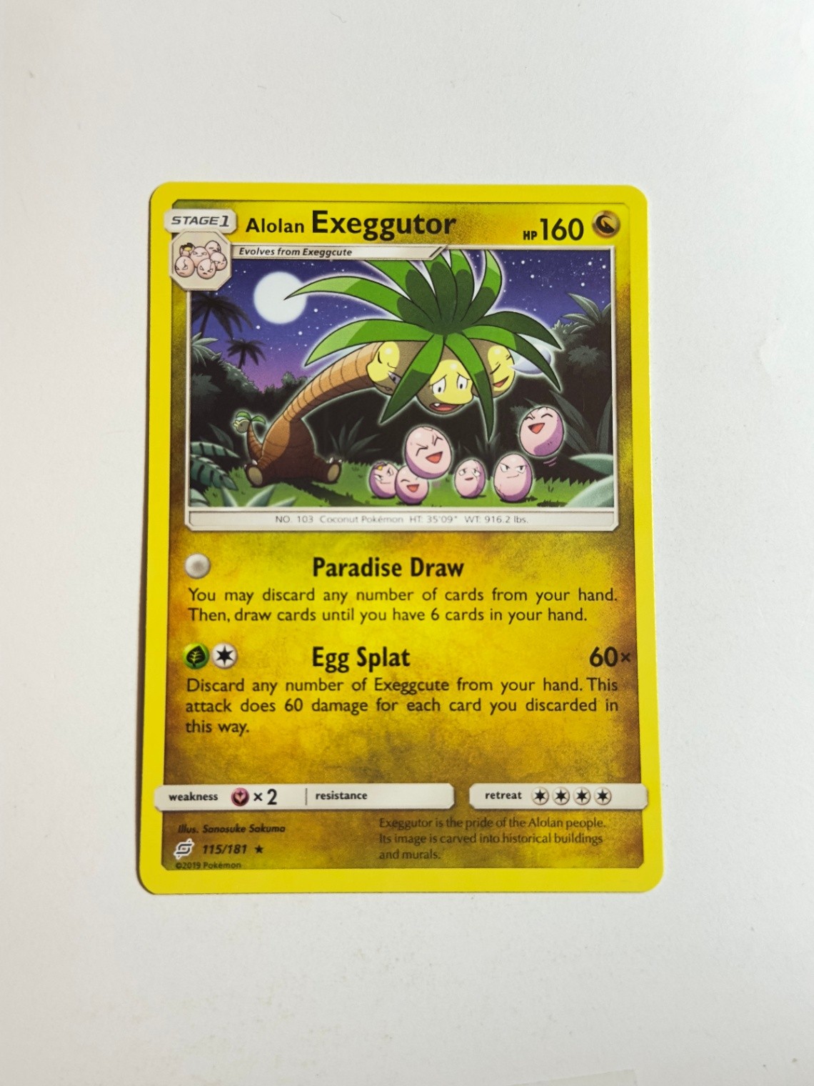Alolan Exeggutor 115/181 Rare Regular Card SM - Team Up Pokemon TCG LP