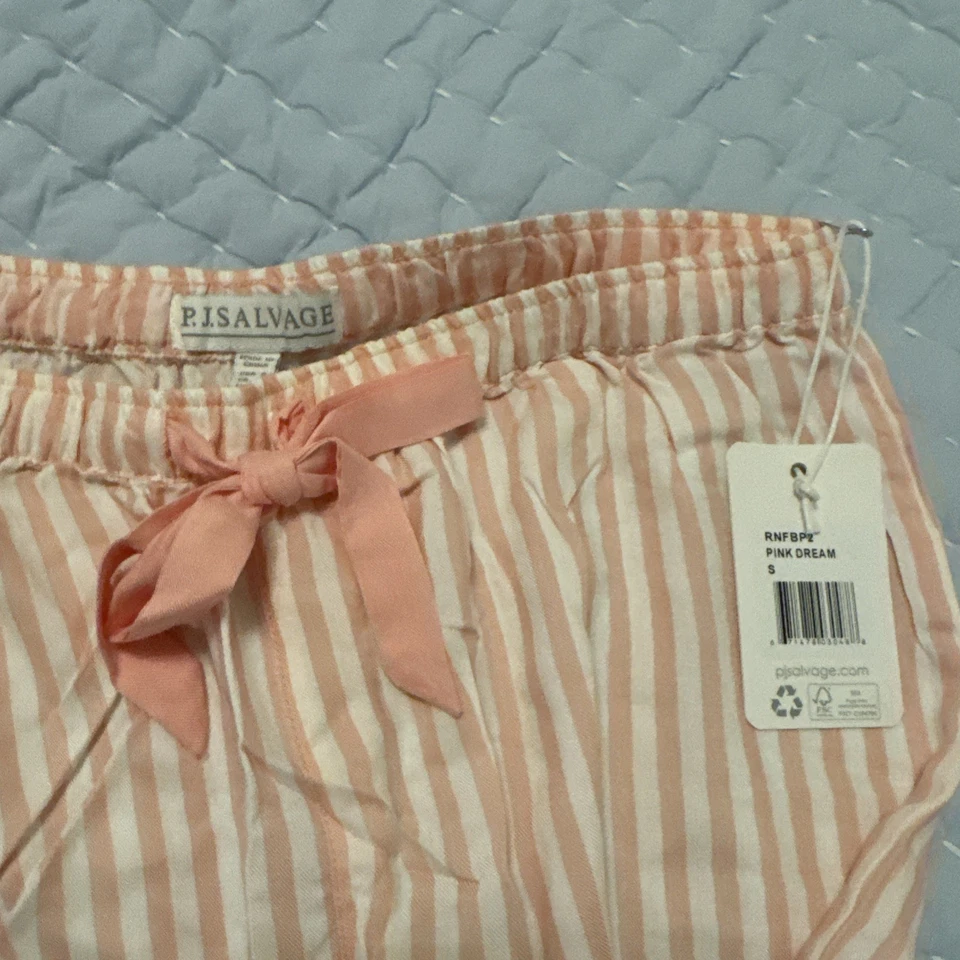 Pantalones de pijama a rayas rosa y blanco PJ Salvage para mujer talla pequeña ¡Nuevos con etiquetas! Foto 3 de 4