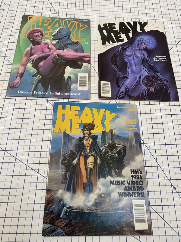 3-Heavy Metal Magazines 1984 DEC NOV SEPT Comic Fantasy RARE 80s Manara Fellini
