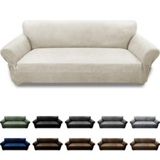 Couch Cover Leather Look 3 Seater Couch Sofa Cover 1-Piece Sofa Slipcover Str...