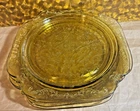 4x Vintage Federal Glass Madrid - Amber Yellow Plates