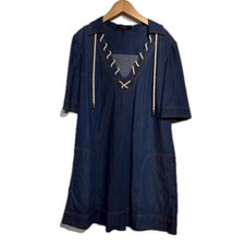 GUCCI Gucci Denim Dress 214764 Cotton Polyurethane Navy Ladies 46 [Used] [200]