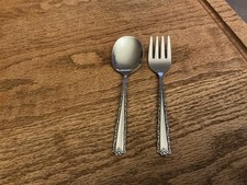 Vtg Oneida Deluxe Stainless CHERIE Pattern Infant Baby Spoon/Fork Set 4.5  