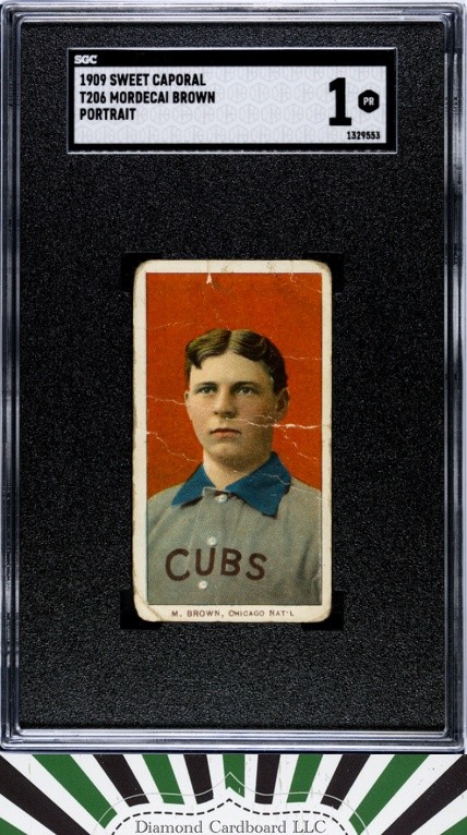 1909 T206 Sweet Caporal Mordecai Brown Portrait SGC 1