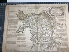Antique map "An Accurate Map of North Wales" c.1780 Very Good Condition