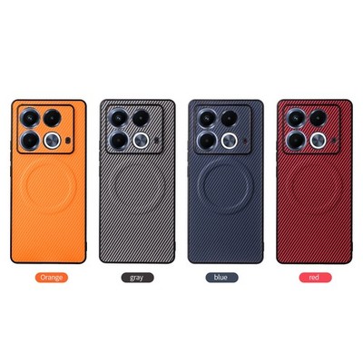 For Infinix Note 40 4G, Carbon Fiber Pattern Phone Case Wireless Charge Cover