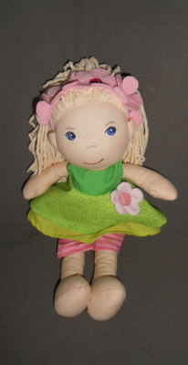 HABA PUPPE STOFFPUPPE  MÄDCHEN  28 CM  BLONDE HAARE MIT KLEIDUNG