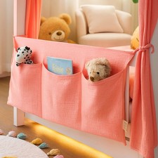 Alavya Home Organisateur de lit bébé mousseline coton bio rose – 3