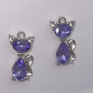 4 PCS- CZ  GLASS CATS TANZANITE 36X12MM   PENDANTS