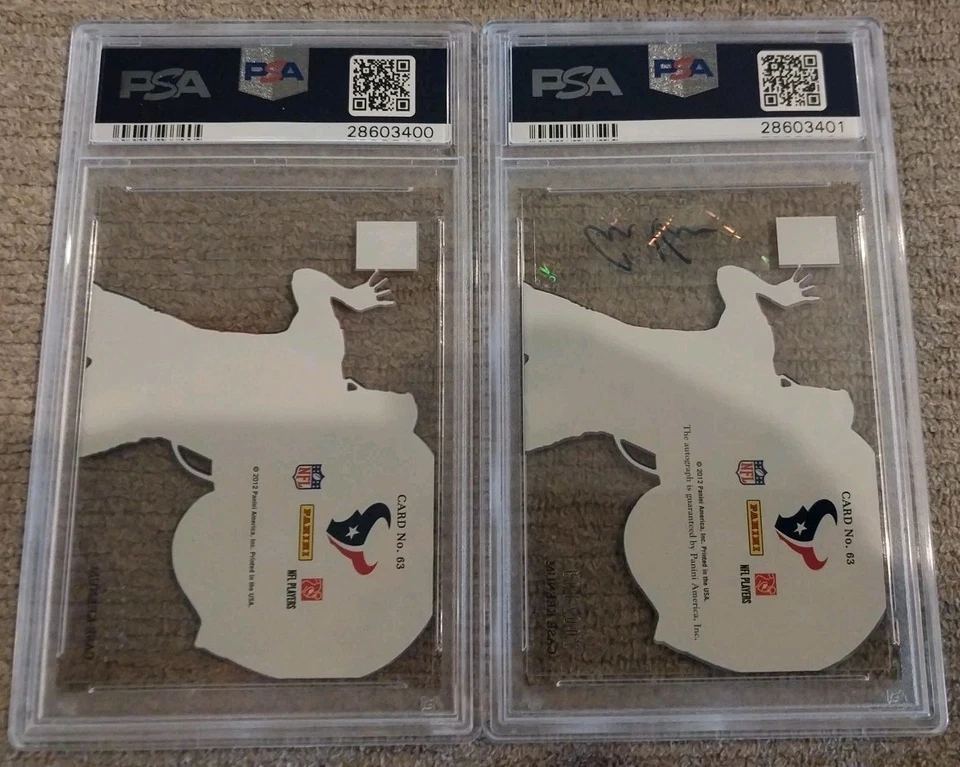 Lot (2) 2012 Panini Elite #63 Case Keenum Hard Hats /399 & /199 PSA 10 GEM MT - Image 2 of 2