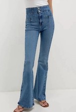 We The Free Jayde Flare Jeans Sz 30 Blue Denim High Rise NWT Free People Y2K