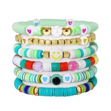 Surfer Heishi Friendship Bracelets Set Green 
