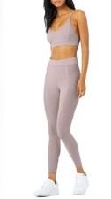 Alo Yoga No Limit 7/8 Ribbed Trim Leggings Lavender Dusk Size M