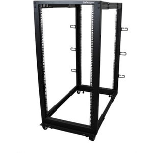 Startech 4-Post 25U Mobile Open Frame Server Rack 19In Network Rack With Casters