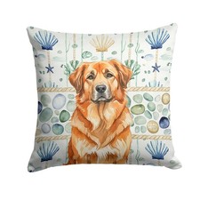 Caroline's Treasures Red Leonberger Coastal Sea Glass Throw Pillow WDK7099PW1414