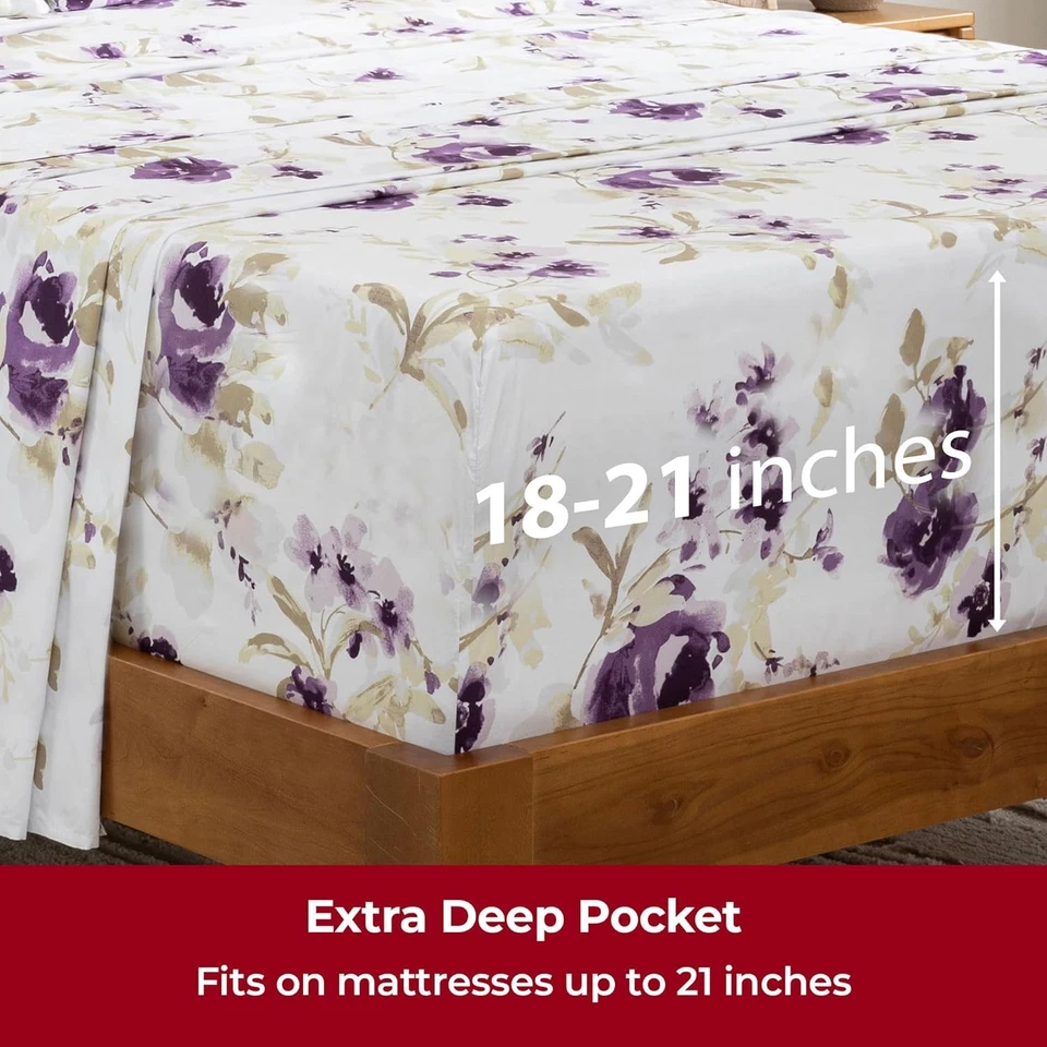 Juego de sábanas de 4 piezas bolsillo profundo serie 2000 sábanas de hotel microfibra confort Foto 4 de 4